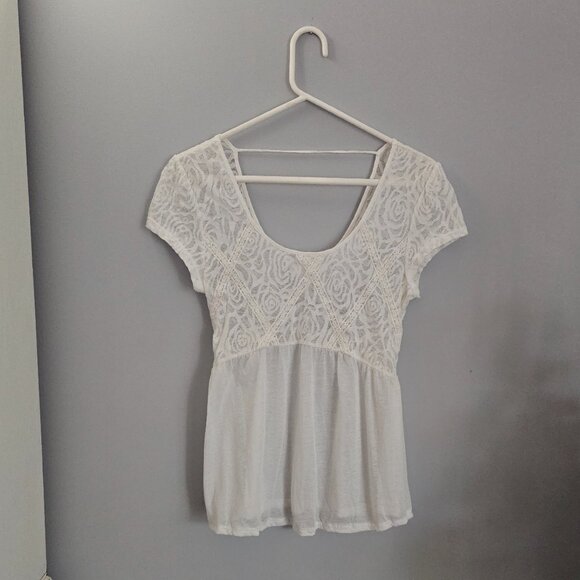 Charming Charlie Flowy White Lace Top - Picture 1 of 3